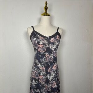 kathy ireland sleepwear sleep dress lace bow gray pink floral cottage dainty y2k